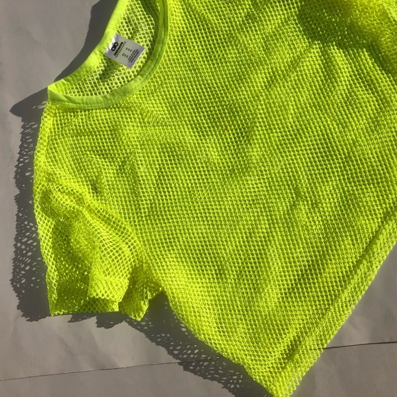 infinite performance Tops - Neon Yellow Mesh Workout Crop Top